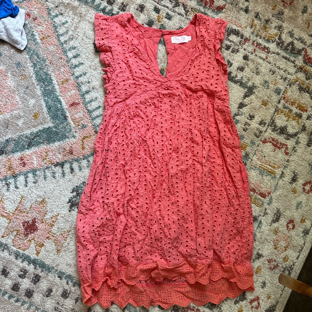 Coral Eyelet Dress